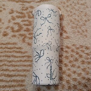 HYDRAPEAK Limited Edition Artisan Collection White & Blue Bow Coquette Tumbler